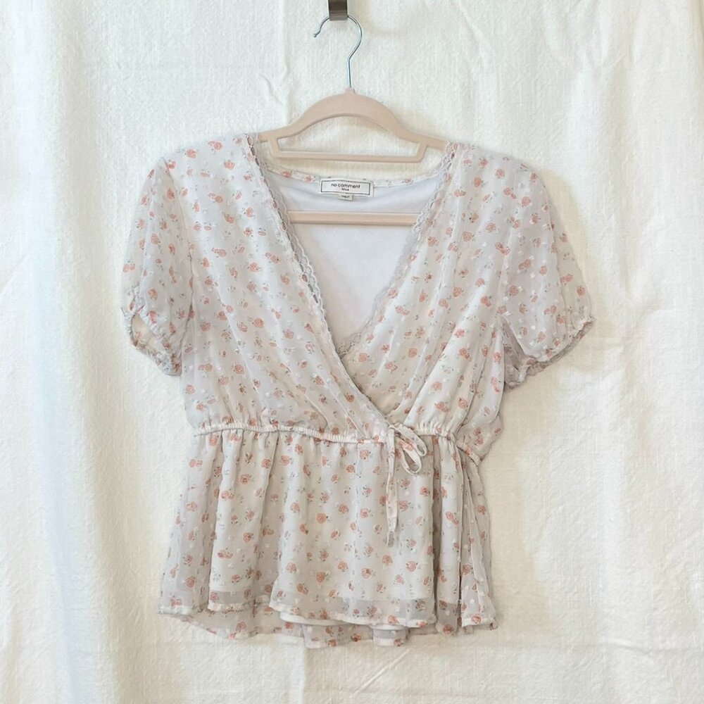 Floral Clip Dot Babydoll Top